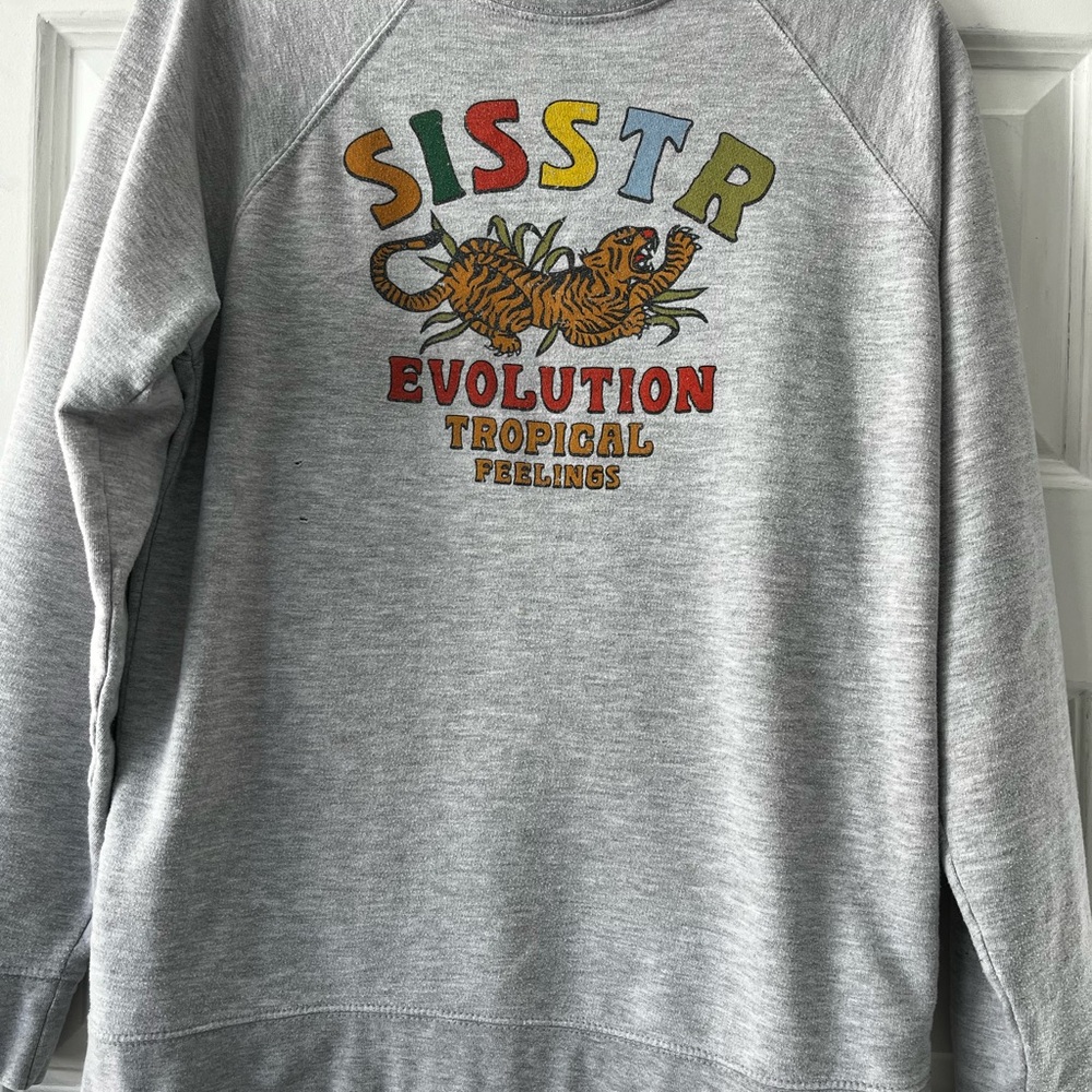Sisstrevolution Tropical Gray Sweatshirt, Women’s Medium